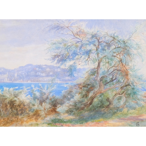 394 - Albert Goodwin (1845-1932), watercolour on paper, Continental Landscape, monogrammed, 29.5cm x 20.5c... 