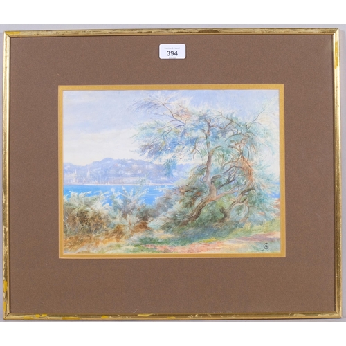 394 - Albert Goodwin (1845-1932), watercolour on paper, Continental Landscape, monogrammed, 29.5cm x 20.5c... 