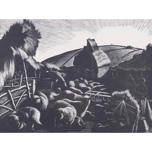 395 - Clare Leighton (1898-1989), wood engraving from the block on paper, January - Lambing, from The Farm... 