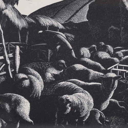 395 - Clare Leighton (1898-1989), wood engraving from the block on paper, January - Lambing, from The Farm... 