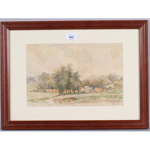 402 - Thomas Bush Hardy (1842-1897), watercolour on paper, A Sussex Village, signed with initials and date... 