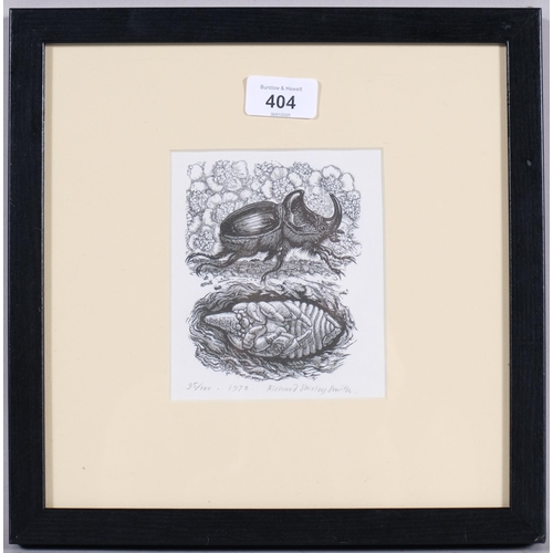 404 - Richard Shirley-Smith (b. 1935), limited edition wood engraving on japan paper, Rhinoceros Beetle (1... 