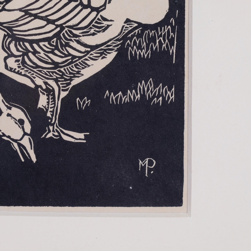 407 - Margaret Pilkington (1891-1974), woodcut on paper, Geese, 14cm x 10cm, mounted, glazed and framed. F... 