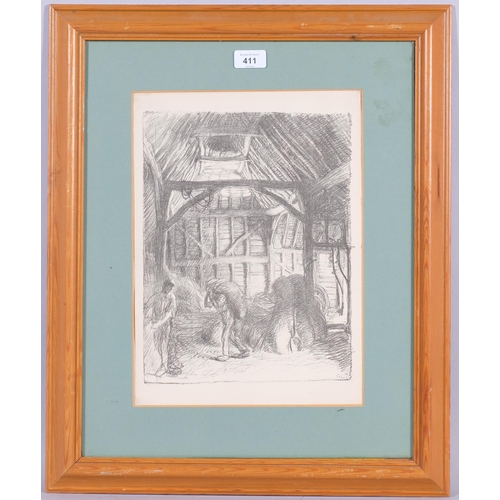 411 - George Clausen (1852-1944), lithograph on paper, The Barn (1907), signed with initials in the plate,... 