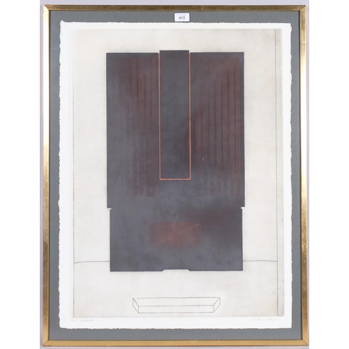 415 - Arthur Hilyer, Diaphone, abstract etching, signed in pencil, no. 2/15, sheet 78cm x 59cm, framed