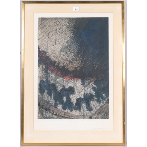 416 - John Newling, abstract, print, 1976, signed on the mount, image 60cm x 42cm, framed