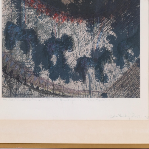 416 - John Newling, abstract, print, 1976, signed on the mount, image 60cm x 42cm, framed