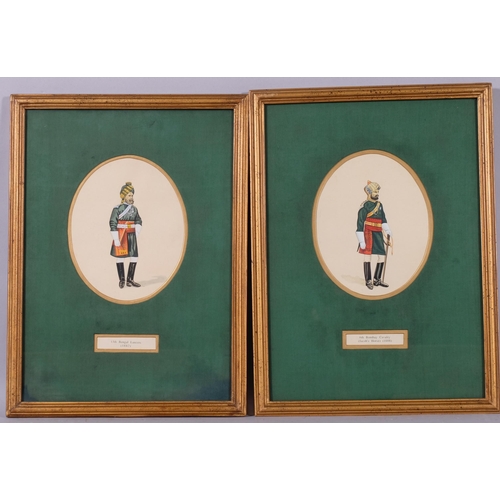 419 - INDIAN INTEREST - a set of 4 watercolours, studies of military uniform, 13th Bengal Lancers, 6th Bom... 