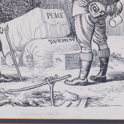 421 - Leslie Gilbert Illingworth (1902 - 1979), Striking Camp, original pen and ink political cartoon, 39c... 