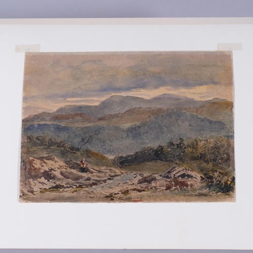 425 - David Cox (1809 - 1885), watercolour, mountainous landscape, circa 1840s, annotated verso, 22cm x 32... 