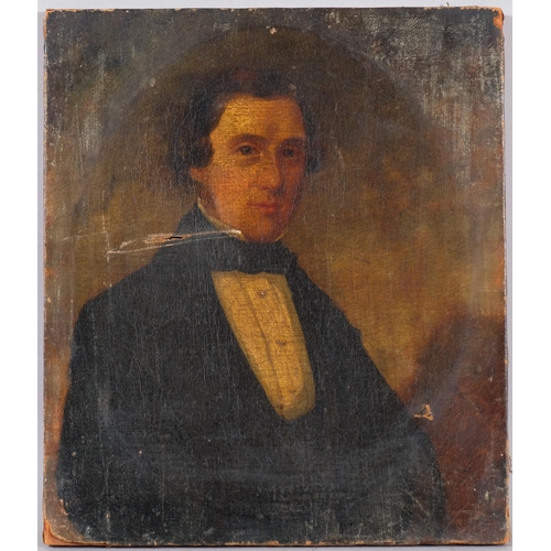 426 - 19th century British School, portrait of a gentleman, oil on canvas, unsigned, 35cm x 30cm, unframed