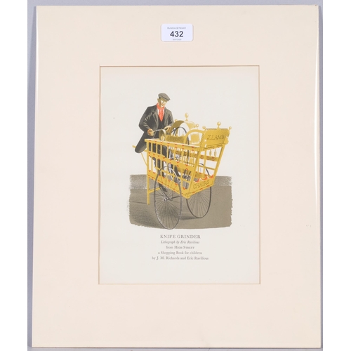 432 - Eric Ravilious, Knife Grinder, original lithograph, large paper issue from 1937, pre-dates the book ... 