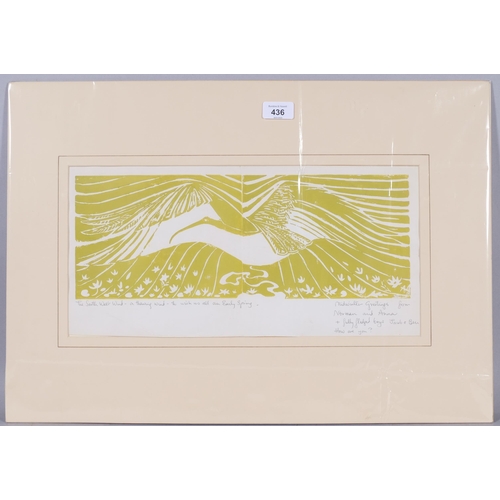 436 - Norman Adams (1927 - 2005), linocut Christmas card, 1973, signed and inscribed, plate 15cm x 41cm, m... 