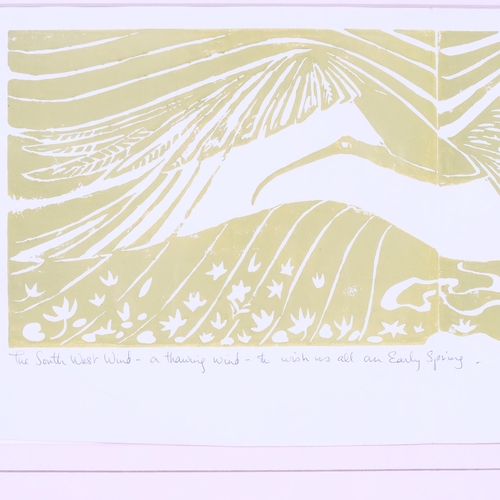 436 - Norman Adams (1927 - 2005), linocut Christmas card, 1973, signed and inscribed, plate 15cm x 41cm, m... 