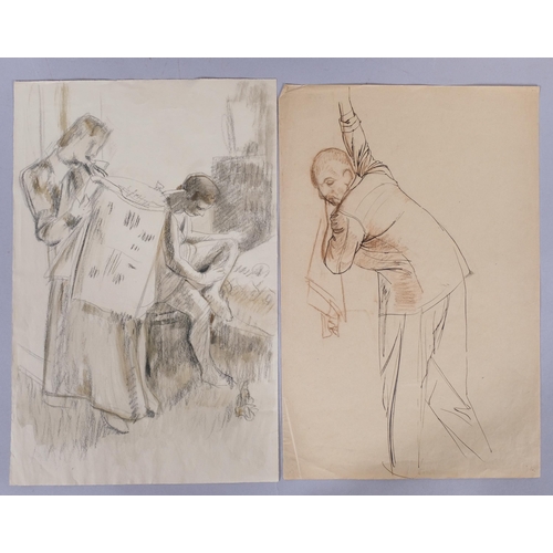 438 - Robert Austin (1893 - 1973), a group of 6 charcoal/pencil sketches on paper, all figure studies, pro... 