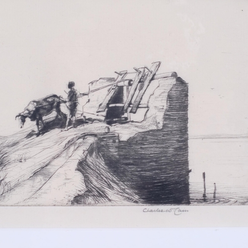 439 - Charles Cain (1893 - 1952), Pulling Up Water, etching with drypoint, signed in pencil, plate 10.5cm ... 