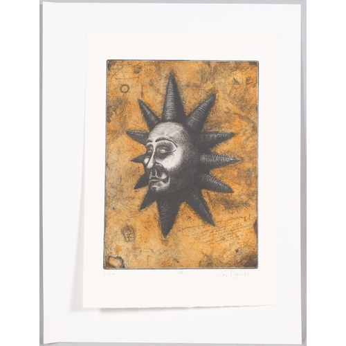 441 - Greg Daville, Sun, colour etching, signed in pencil, dated 1988, no. 20/100, printed on internal cir... 