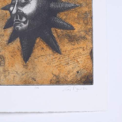 441 - Greg Daville, Sun, colour etching, signed in pencil, dated 1988, no. 20/100, printed on internal cir... 