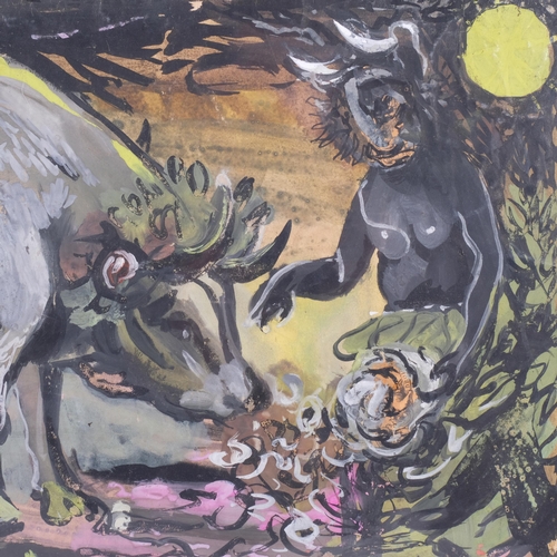 448 - Stanley Mill (1923 - 2004), Europa and the bull, gouache, inscribed verso, image 26cm x 42cm, unfram... 