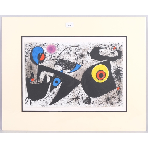 454 - Joan Miro, Homage to Miro, original lithograph published by Mourlot Paris 1973, sheet 30cm x 47cm, m... 