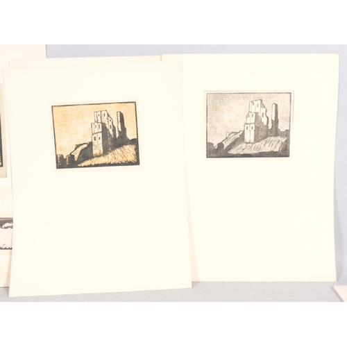 456 - 6 various woodcut prints, various artists, 3 signed in pencil