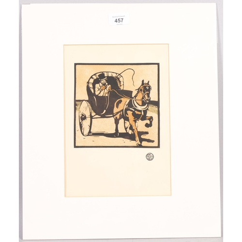 457 - William Nicholson, The Cabriolet, lithograph, published by The Studio, plate 15.5cm x 15cm, mounted