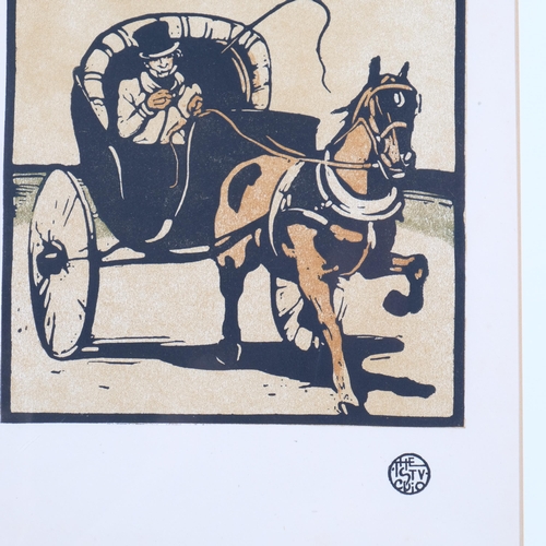 457 - William Nicholson, The Cabriolet, lithograph, published by The Studio, plate 15.5cm x 15cm, mounted