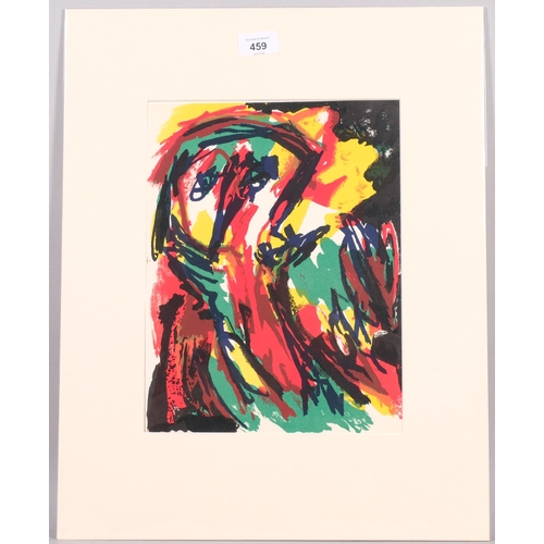 459 - Karel Appel, abstract, original lithograph printed by Mourlot Paris 1961, plate 31cm x 24cm, mounted