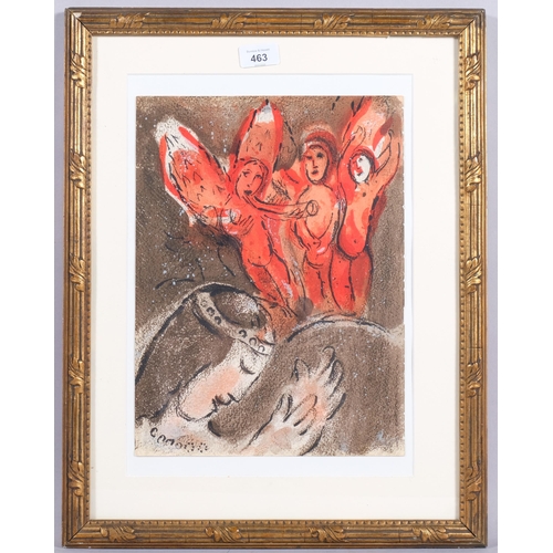 463 - Marc Chagall, Sarah And The Angels, lithograph, printed by Mourlot Paris 1960, plate 35cm x 26cm, fr... 