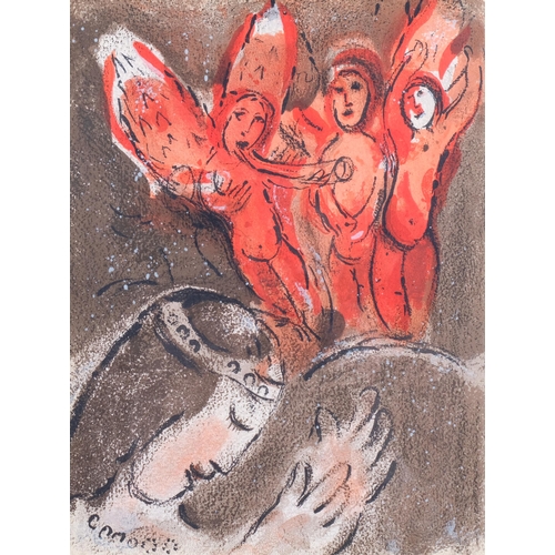 463 - Marc Chagall, Sarah And The Angels, lithograph, printed by Mourlot Paris 1960, plate 35cm x 26cm, fr... 