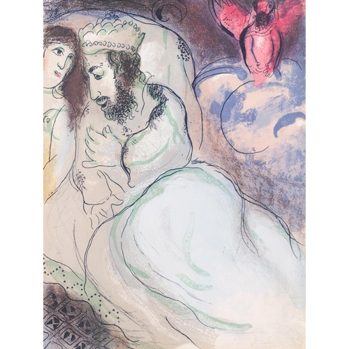 464 - Marc Chagall, Sarah And Abimelech, lithograph, printed by Mourlot Paris 1960, plate 34cm x 26cm, mou... 