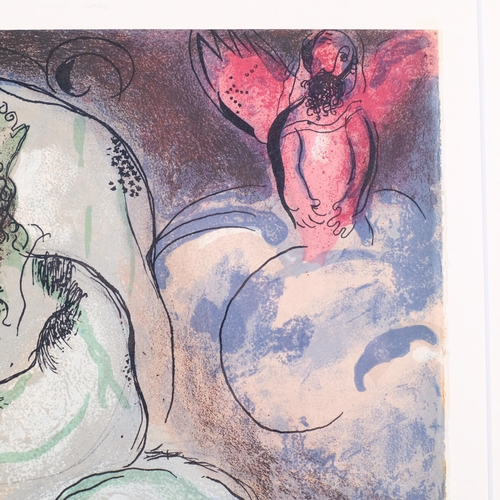 464 - Marc Chagall, Sarah And Abimelech, lithograph, printed by Mourlot Paris 1960, plate 34cm x 26cm, mou... 