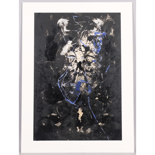 466 - Frank Fidler, abstract, oil/collage on card, circa 1960, signed in pencil, 34cm x 50cm, mounted