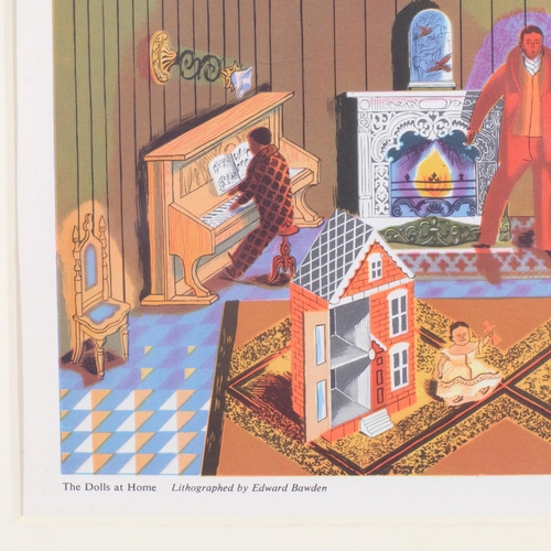 467 - Edward Bawden, The Dolls At Home, colour lithograph, published London 1953, plate 15cm x 20cm, mount... 