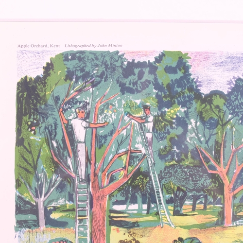 468 - John Minton, Apple Orchard Kent, lithograph, printed by Chromoworks Ltd London 1953, plate 15cm x 23... 