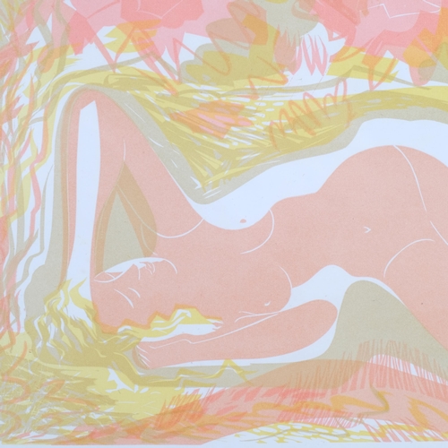 471 - Reclining figure, colour screenprint circa 1950s, unsigned, plate 34cm x 57cm, mounted