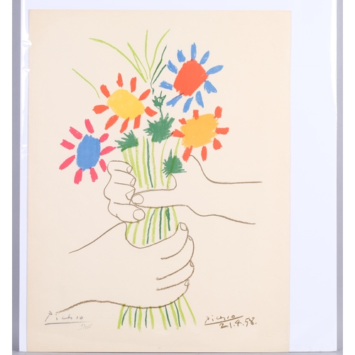 472 - Pablo Picasso, The Flowers Of Peace, 1958, original lithograph, signed in the plate, numbered from t... 