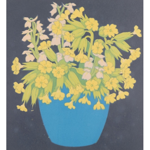 475 - John Hall Thorpe, spring flowers, colour woodcut print, signed in pencil, plate 16cm x 15cm, framed