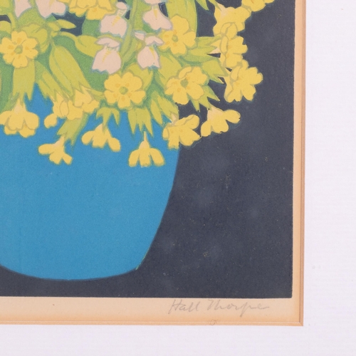 475 - John Hall Thorpe, spring flowers, colour woodcut print, signed in pencil, plate 16cm x 15cm, framed