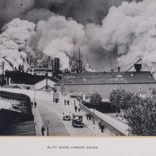 481 - Blitz scene London Docks, original photograph, 39cm x 49cm, framed, ex-London Fire Brigade Museum, o... 