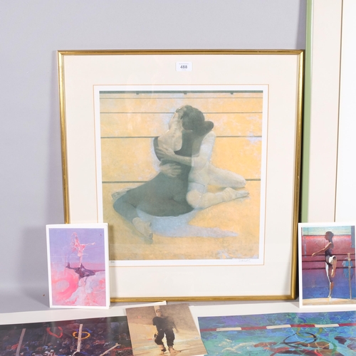 488 - Robert Heindel (1938 - 2005), 3 ballet studies, prints, signed in pencil, together with 2 signed pos... 