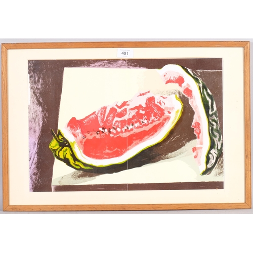 491 - Renato Guttuso, Watermelon, original lithograph 1981, published by XX Siecle, 31cm x 46cm, framed