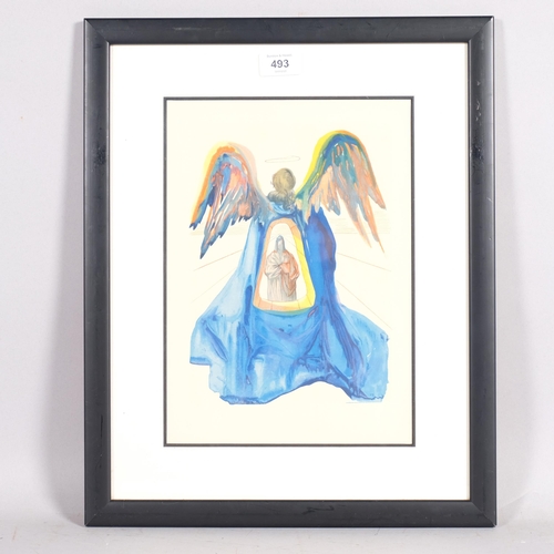 493 - Salvador Dali, Dante image, wood engraving, 1965, 31cm x 22cm, framed