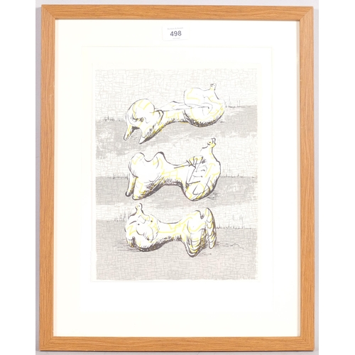 498 - Henry Moore, 3 figures, 1972, lithograph for Homage XX Siecle, sheet 31cm x 24cm, framed