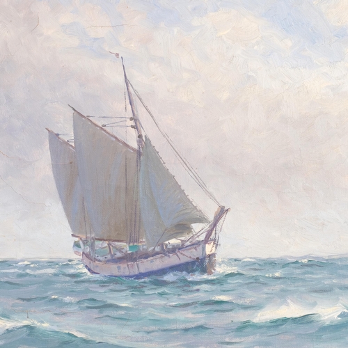 501 - Lauritz Sorensen (1882-1968) Seascape with Sailing Boat, oil on canvas, signed lower right, 30cm x 4... 