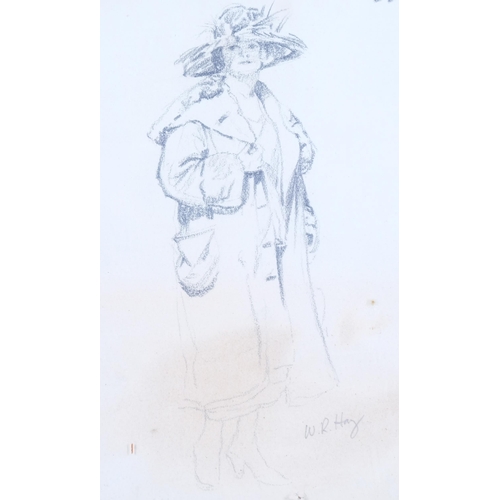 505 - An early 20th century pencil portrait of a woman, signed W R Hay, 27cm x 17cm, framed