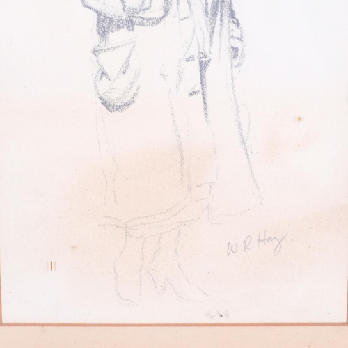 505 - An early 20th century pencil portrait of a woman, signed W R Hay, 27cm x 17cm, framed