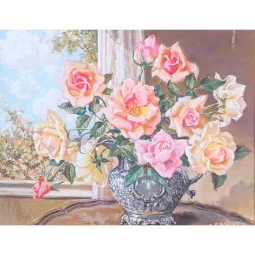 508 - Claude Shilton (1887 - 1968), still life roses, coloured pastels, signed, 36cm x 46cm, framed