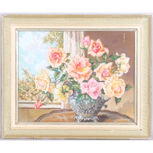 508 - Claude Shilton (1887 - 1968), still life roses, coloured pastels, signed, 36cm x 46cm, framed