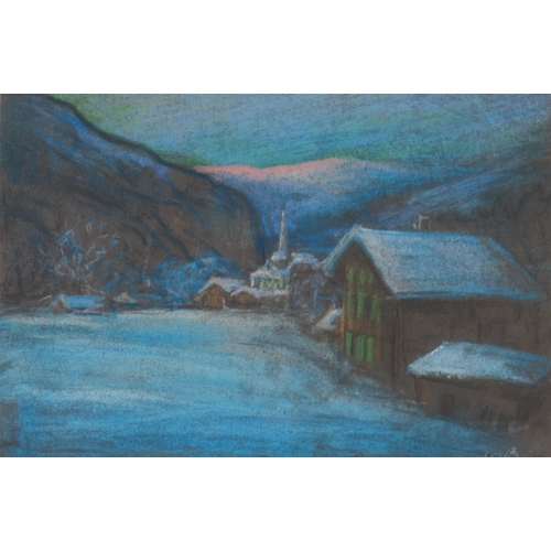 511 - William Brocklebank (1882 - 1970), Alpine winter landscape, coloured pastels, 23cm x 17cm, and Alpin... 